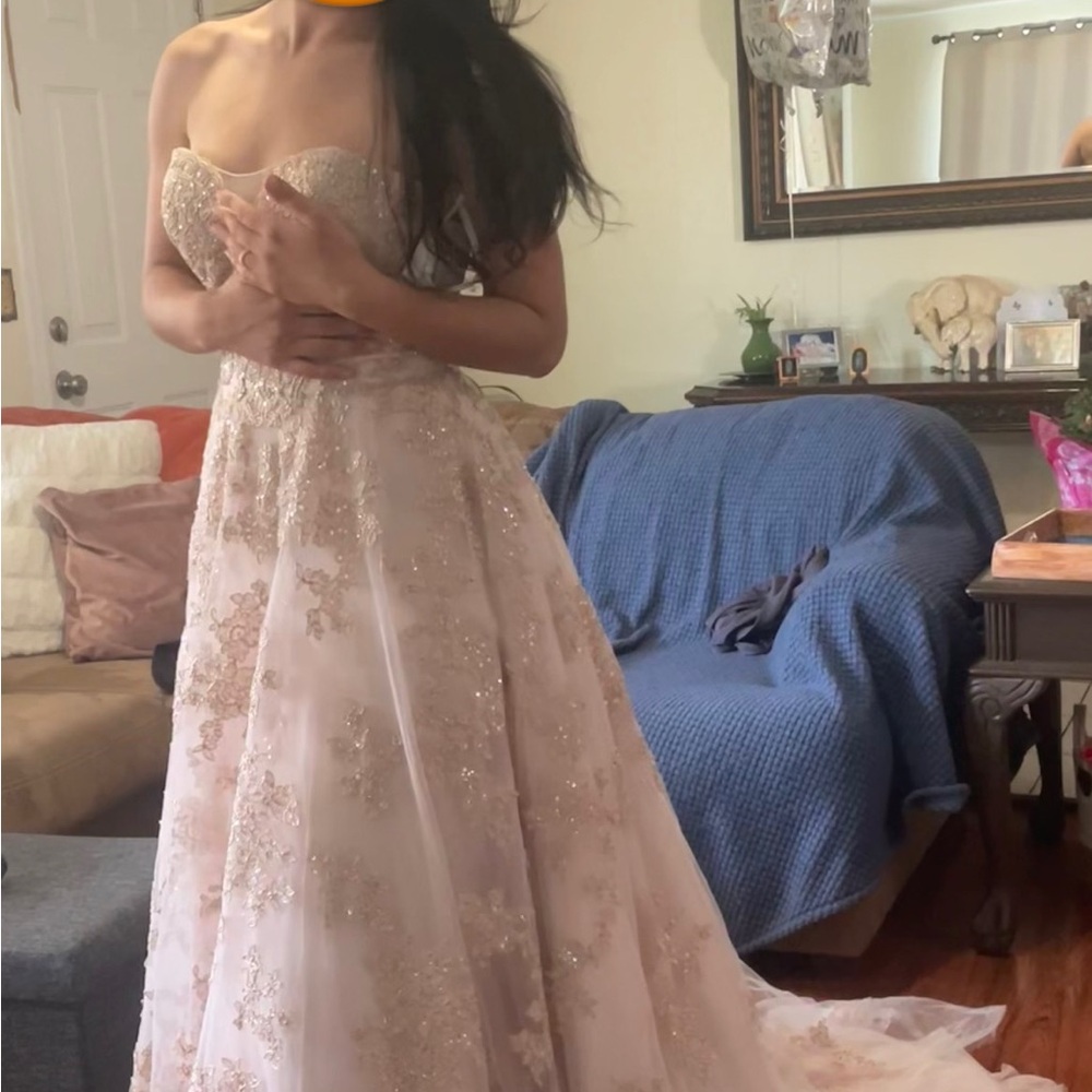 Oleg Cassini Cream Strapless Dress